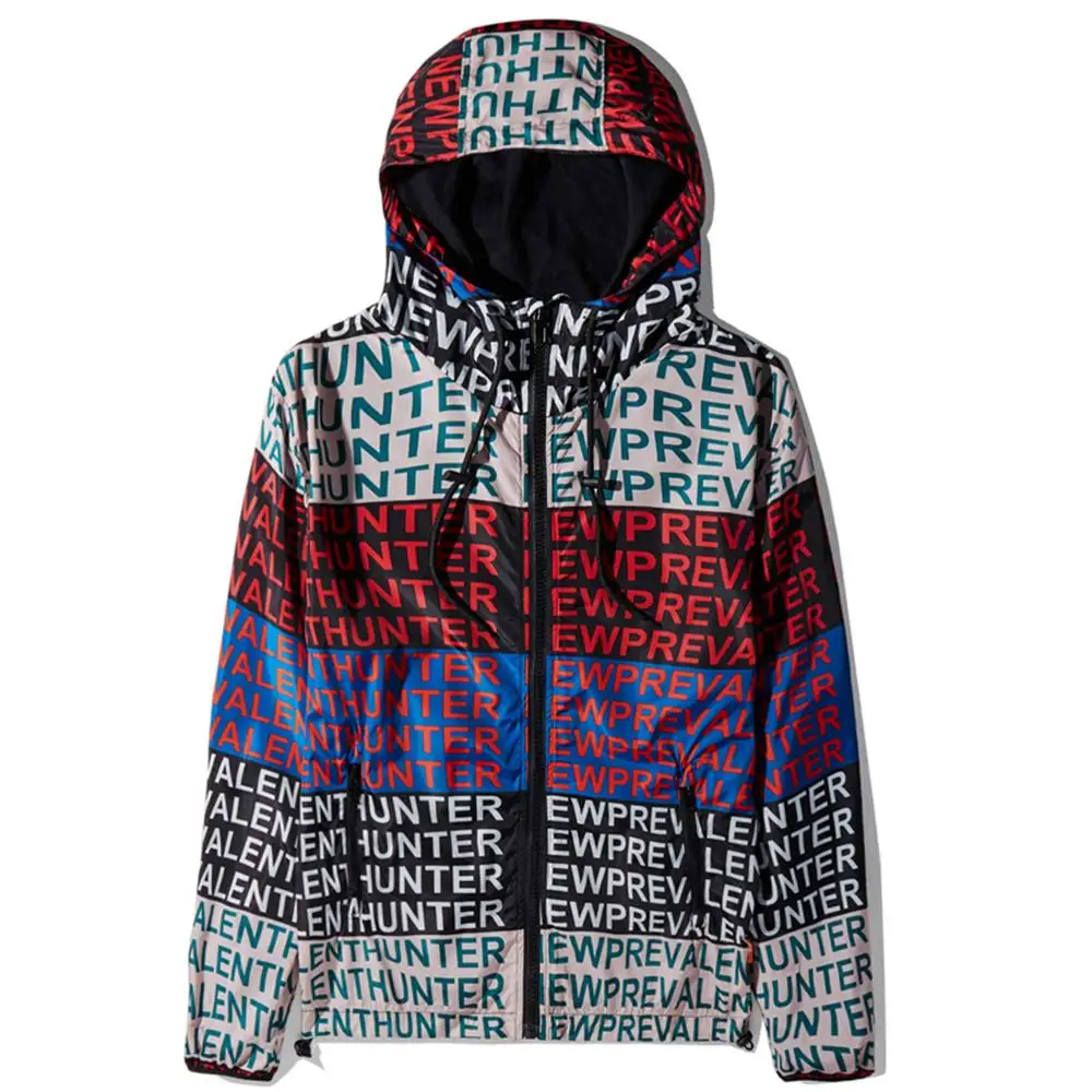 Куртка мужская с капюшоном и надписью граффити повседневная хлопковая ветровка