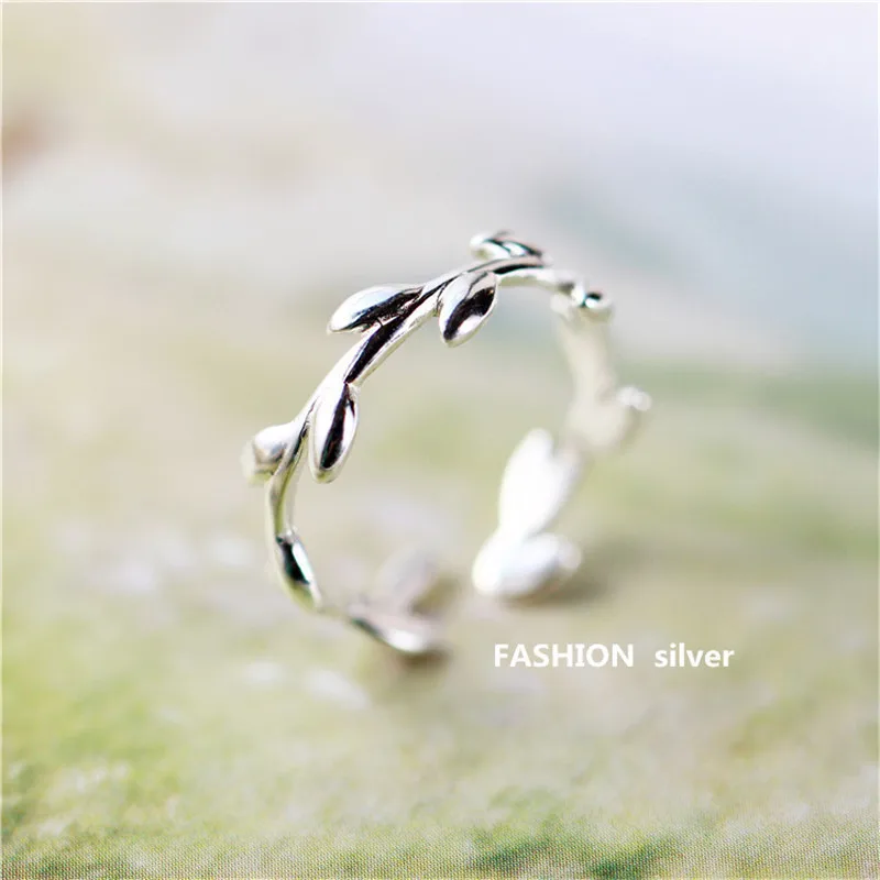 

New Minimalist Jewelry Silver Leaf Ring Opening Adjustable Finger Ring For Women Girl Fashion Jewelry Gift