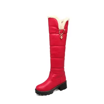 

Women boots Waterproof knee high boots thick high sonw boots Platform Winter Boots for Women Shoes black white red size 34-43