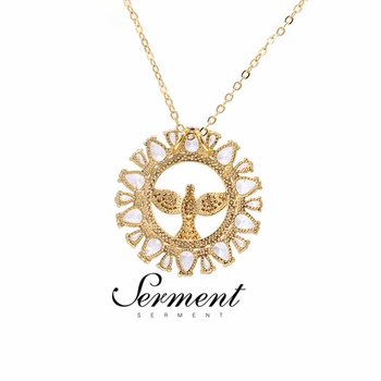 

SERMENT Hot Sale Women Girls Geometry Necklace Pendant Charm Gilded Silvered Color Top Quality Zircon White Crystal Pendant