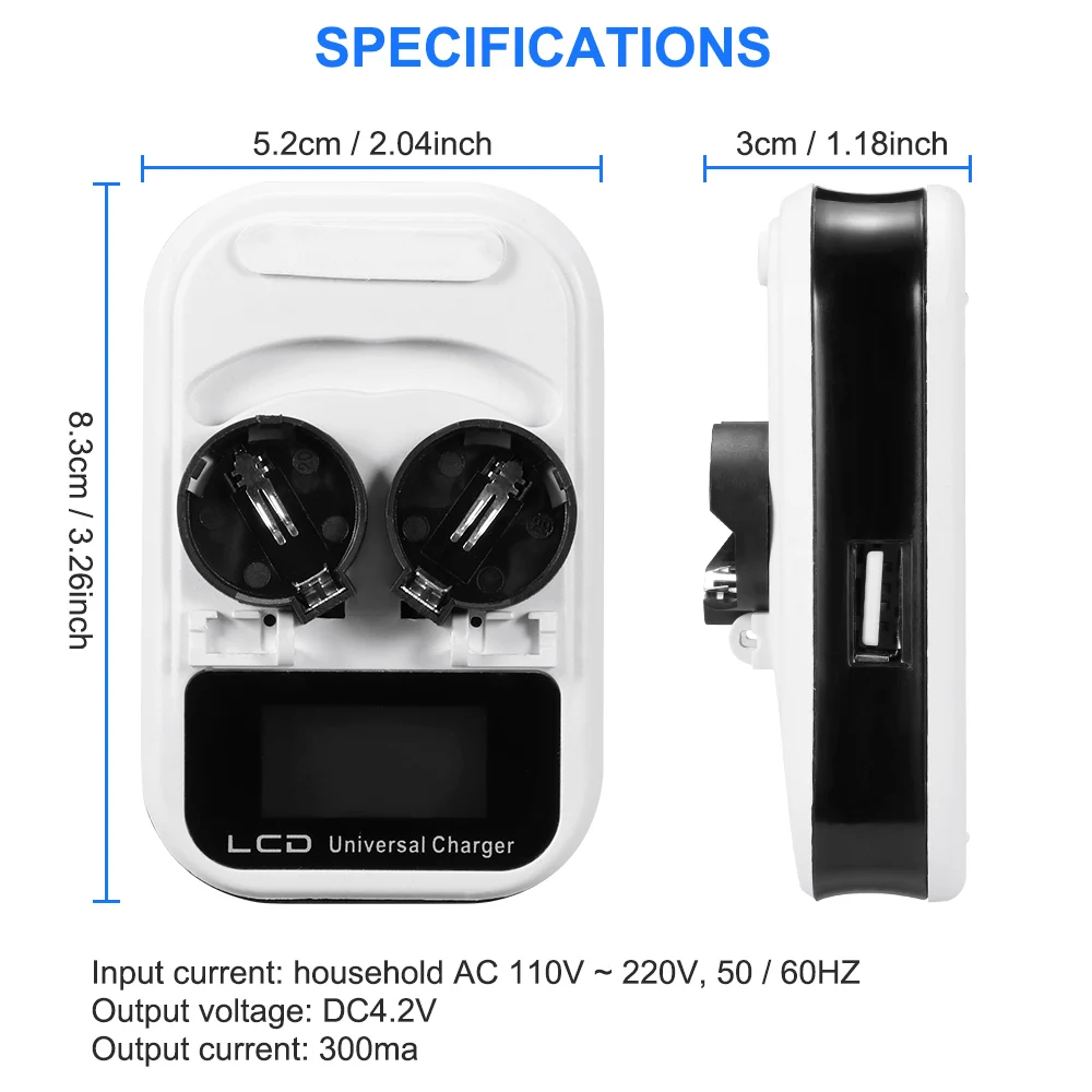 fossil sport smartwatch charger 3.6V 2-Slot Button Battery Charger Two Slots Recharging For LIR2016/LIR2025/LIR2032/ML2016/ML2025/ML2032 Indicator Intelligent charger for fossil smartwatch