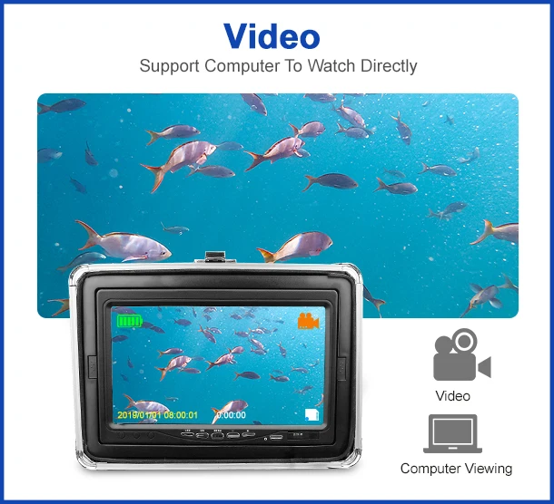 Erchang Запись видео подводная камера для подледной рыбалки 12 шт инфракрасная лампа+ 12 шт белая лампа 7 дюймов 1280*720 Relution рыболокатор
