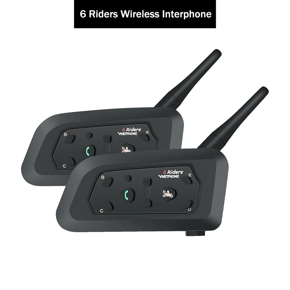 V6 Motorcycle Helmet Bluetooth Intercom Music Player Wireless Waterproof Communicator for 6 Riders Motorbike Handsfree Headset | Автомобили
