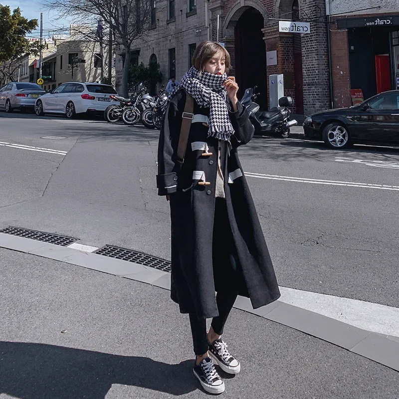 

Woolen Jacket Women's 2020 Popular Autumn And Winter Korean-style Loose-Fit Mid-length College Style Toggle Overcoat Women's Mid