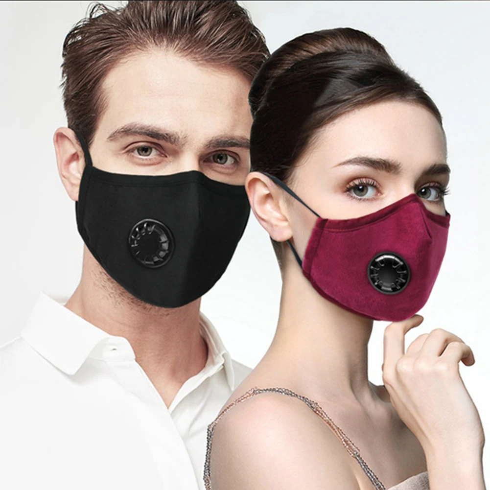 Filter Ventilator Mask Anti Pollution PM2.5 Mouth Respirator Washable Reusable Dust Masks Cotton Unisex Muffle with valve | Красота и