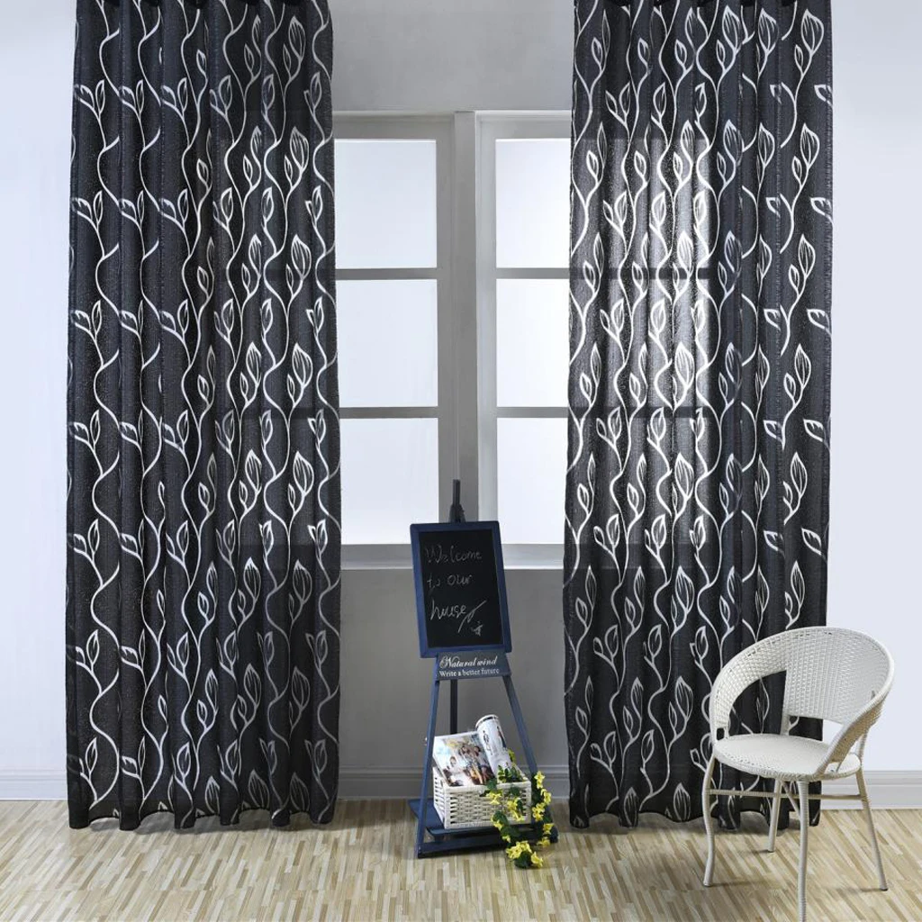 Fashion Eyelet Oriental Tulle Voile Sheer Window Curtains Drapes Divider