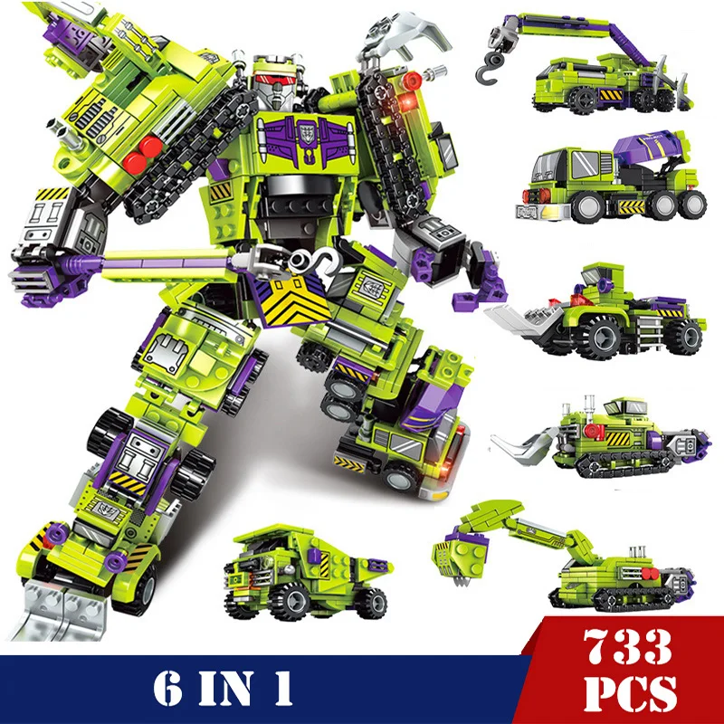 

Transformation Robot City Construction Vehicle Truck Building Blocks Compatible Legoed Technic Deformation Bricks Toys For Kid