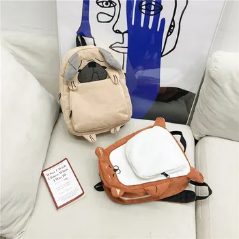 

Korean Style New Shappy Dog Fox Cute Cartoon Animal Corduroy Couple Men and Women Backpack small backpack