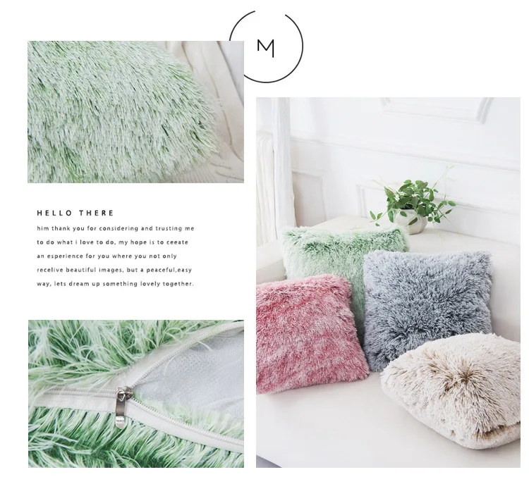 Двойной цвет длинный мех Плюшевые Чехлы для подушек диван kussenhoes coussin декоративные наволочки travesseiro cojines