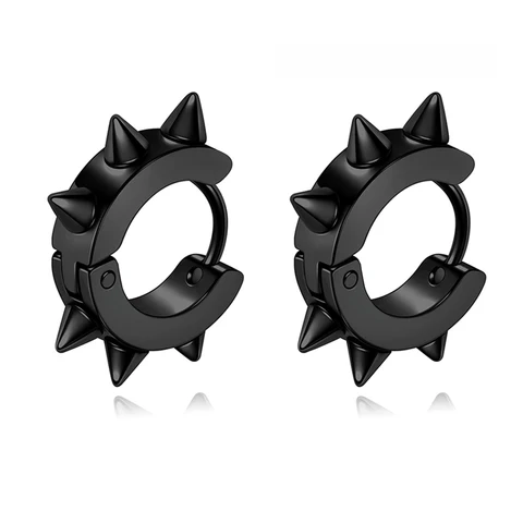 pair Classic Korean Punk Stainless Steel Ear Clip Earrings For Men Women Black No Pierced Fake Ear Circle New Pop Jewelry