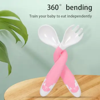 

New Baby Kids Gadget Baby Cutlery Children's Tableware Cutlery Baby Food Feeding Spoon Fork Three Styles Optional Children's Ute