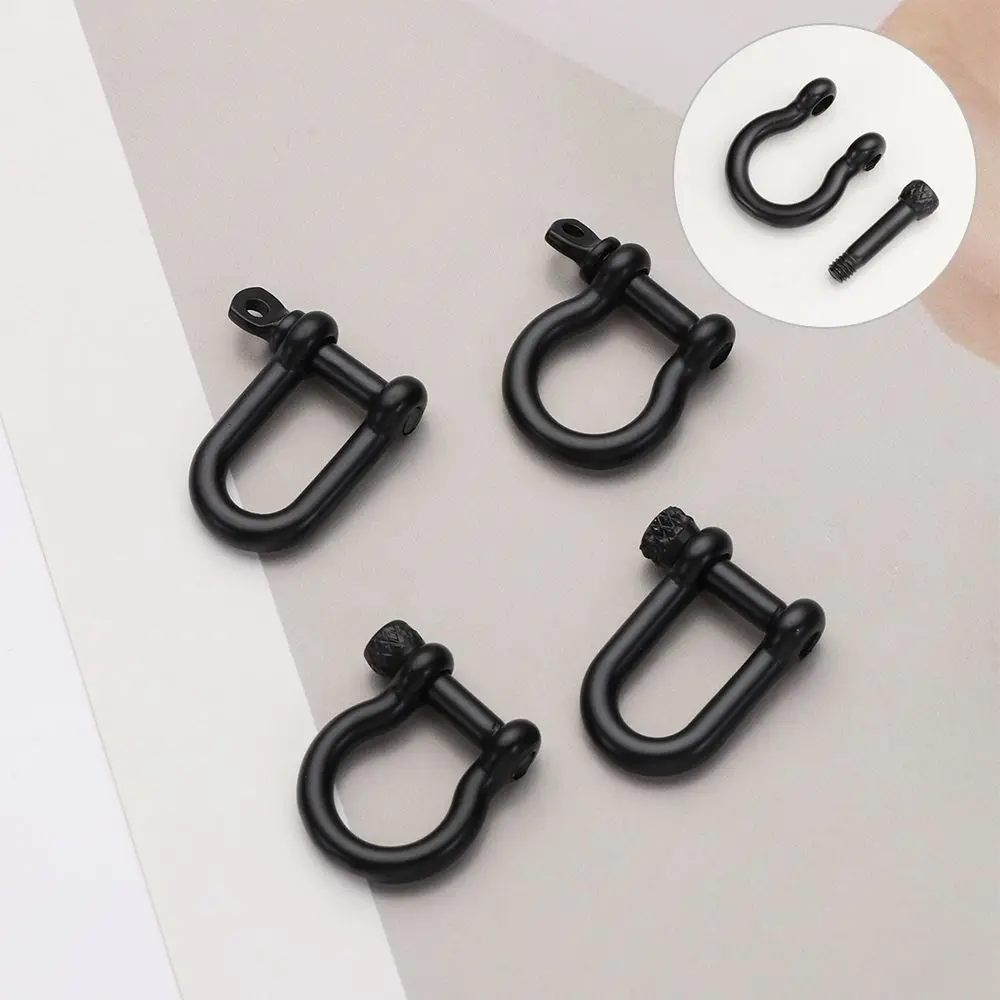 1PC Solid Stainless Steel Carabiner D Bow Staples Shackle Key Ring Keychain Hook Joint Connector Buckles Outdoor Bracelet Buckle carabiner clips keychain carabiner key ring