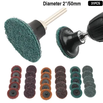 

30pcs Mix 2inch 50mm Sanding Discs Brite Roll Lock Surface Coarse Pads 1/4 Inch Shank Disc Holder For Various Work Mirror Polish