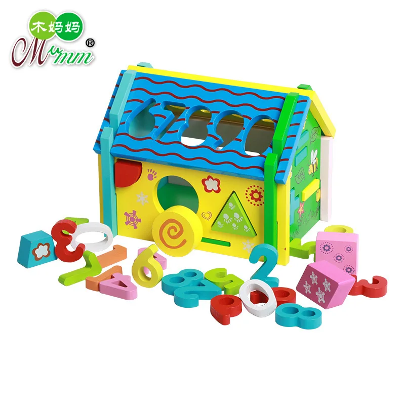 

Wood Mom Educational Early Childhood Wood Shape Disassembly Toy with Numbers Shape Disassembly House
