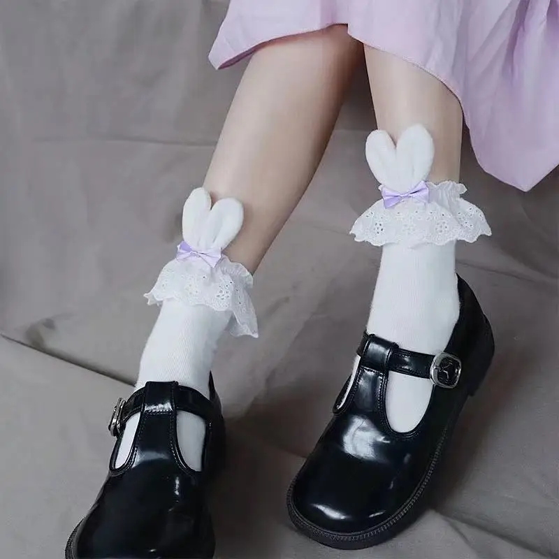 Cosplay&ware Pink Girls Kawaii Lolita Socks Cute Rabbit Ears Bowknot Japanese Gothic Lace Ruffles Stocking Cotton Cosplay -Zentai shop online H3d6a4d358c324cb88c48425c36690c92T.jpg
