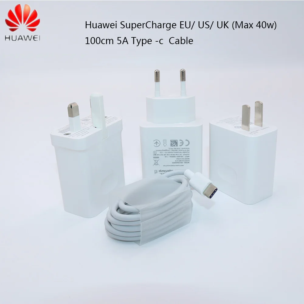 Оригинальное быстрое зарядное устройство Huawei 40 Вт Supercharge USB 10 в 4A адаптер 5A Type C