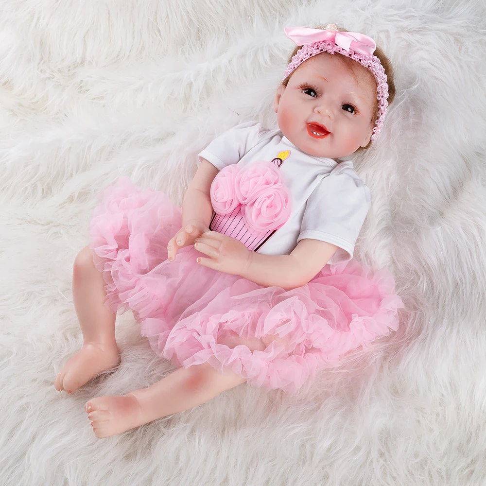 Реалистичные Reborn Baby Doll Игрушки для новорожденных 55 см тело реалистичные девочка Силиконовые Bonecas Bebes Reborn baby dolls