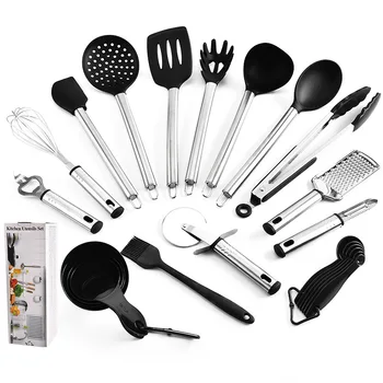 

23pcs/set Kitchen Silicone Kitchenware Non-stick Cooking Frying Pan Shovel Soup Colander Noodle Fishing Kitchen Tools Silicone