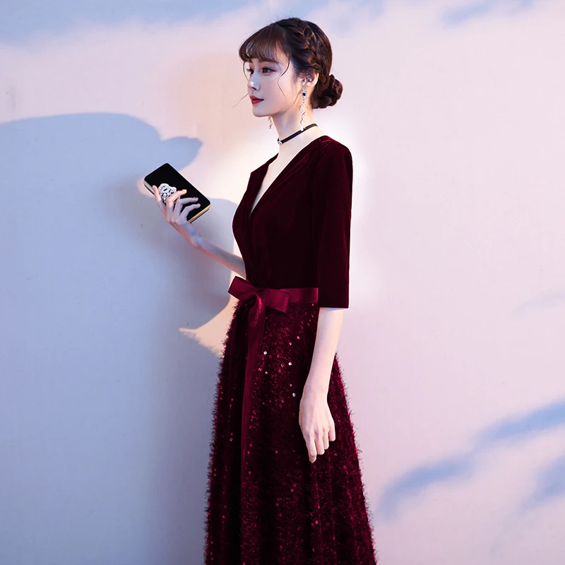 Wei yin AE0356 халат De Soiree элегантное вечернее платье с коротким рукавом длинное торжественное платье вечернее платье сексуальное вечернее платье с v-образным вырезом Платья для вечеринок