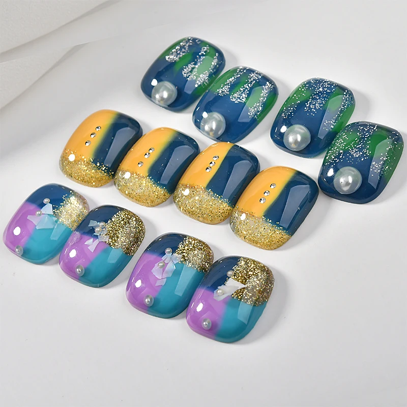 Ретро японский натуральный корпус Золотая фольга жемчуг прямоугольная Смола