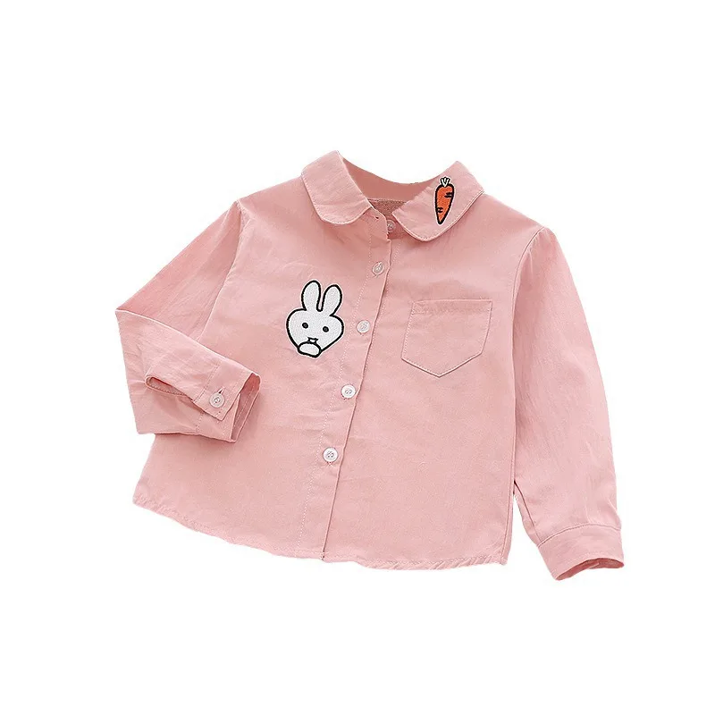 Одежда для малышей; летняя детская одежда с длинными рукавами; блузка для девочек; Детские рубашки с рисунком; Топ; A1 - Цвет: Розовый