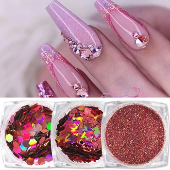 

8 Boxes Rose Gold Series Nail Sequins Powder Set Colorful Butterfly Flakes Palliette Nail Glitters Polish Nail Art Decoration