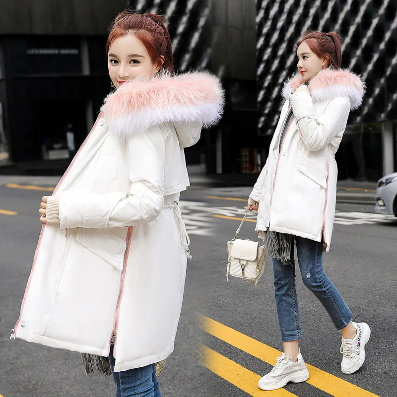 

Cotton-padded Clothes/Cotton Coat 2018 Winter Trend Simple Hooded Slim Fit Slimming Versatile Long Sleeve Mid-length Zipper