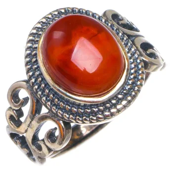 

Natural Nanjiang Red Agate Opening Hollow Out Handmade 925 Sterling Silver Ring 7.25 D1026