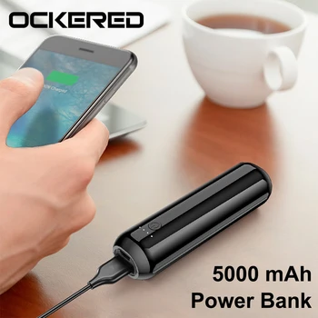 

OCKERED USB Mini Power Bank 5000mAh Portable Power Bank Phone External Battery with Type C for iphone for Samsung Smart Phone