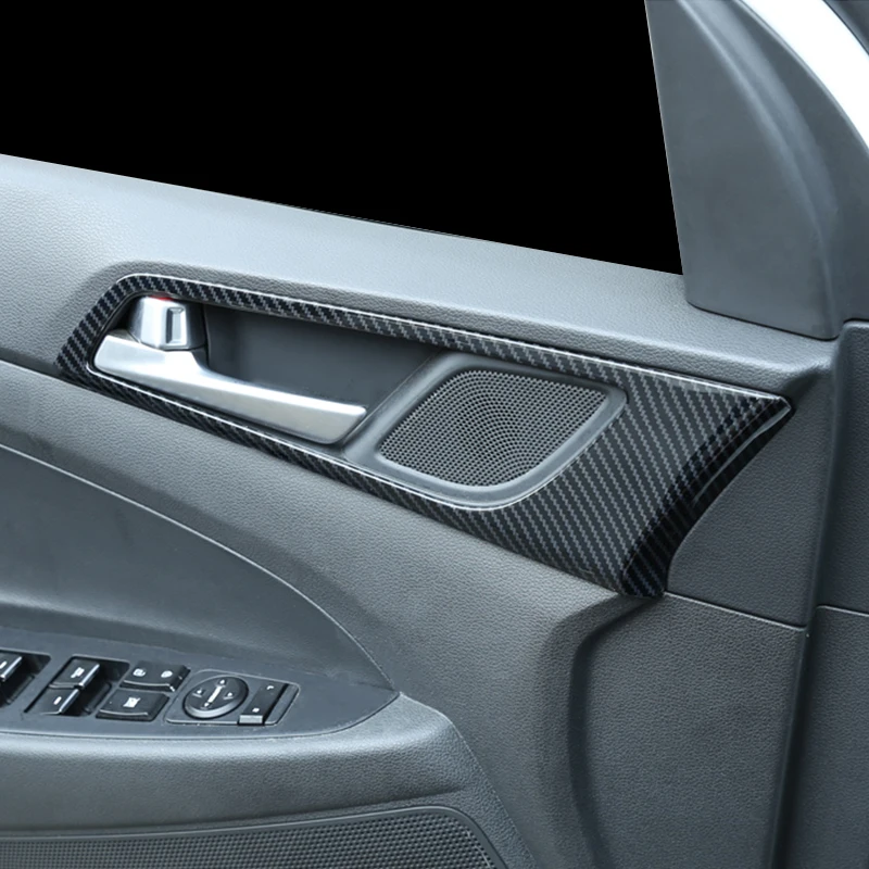 Углеродная линия ABS Автомобильная дверная ручка рамка Крышка для hyundai Tucson дверная ручка Чаша отделка наклейка для Tucson