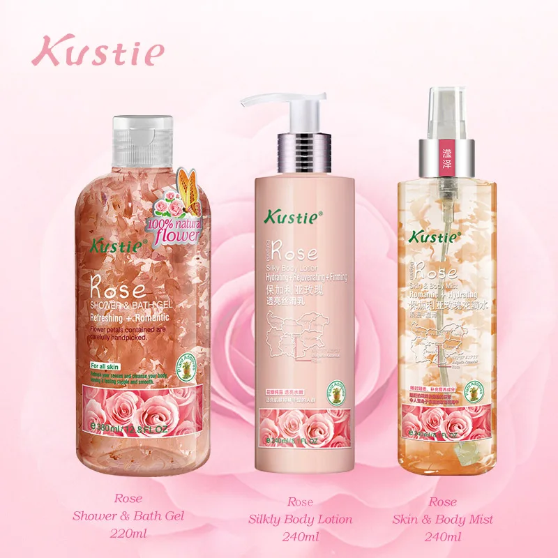 

Kustie Body Care Set Shower Gel 220ml+ Body Lotion 240ml + Facial Spray 240ml Deep Cleaning Moisturizing Whitening Skin Care Set