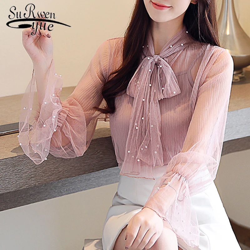 Новая мода 2019 шифоновые повседневные женские топы элегантные рубашки с длинным