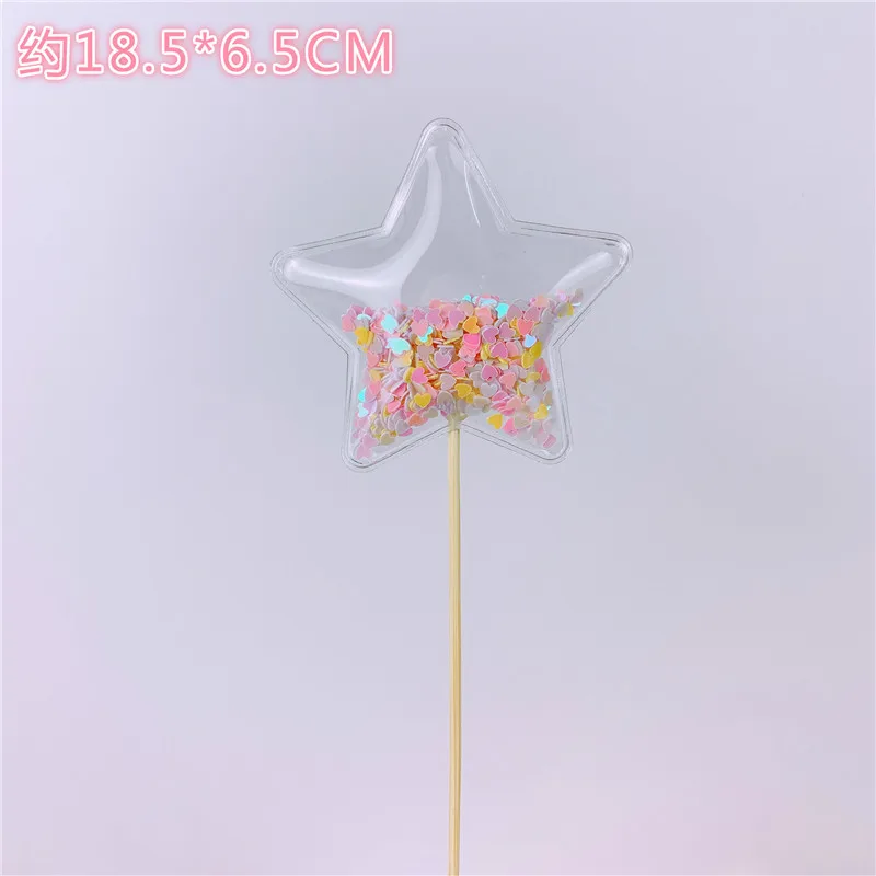 Bling Fairy пвх топпер для торта единорог любовь корона облако блестящий фламинго кекс топпер для свадьбы день рождения украшения торта - Цвет: pinkheartstar