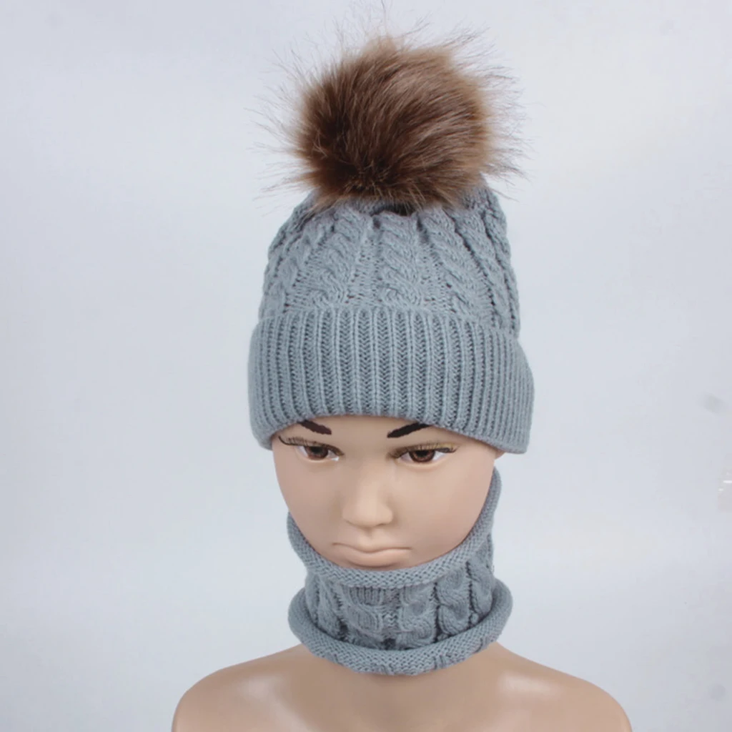 0-3 Ages Unisex Baby Knit Hat Scarf Warm Winter Pom Pom Boy Girl Beanie Cap Girls Boys Elastic Beanies Autumn Winter