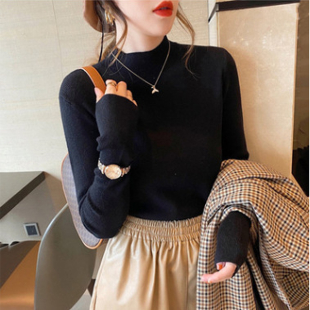 Turtleneck Slim Sweater Pullover Women Autumn winter Casual long Sleeve Sweater For women Female Chic Jumpers top