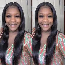 Pelo humano liso con cierre de encaje, pelo peruano con pelo de bebé, Color Natural, 8-22 pulgadas, 2x6