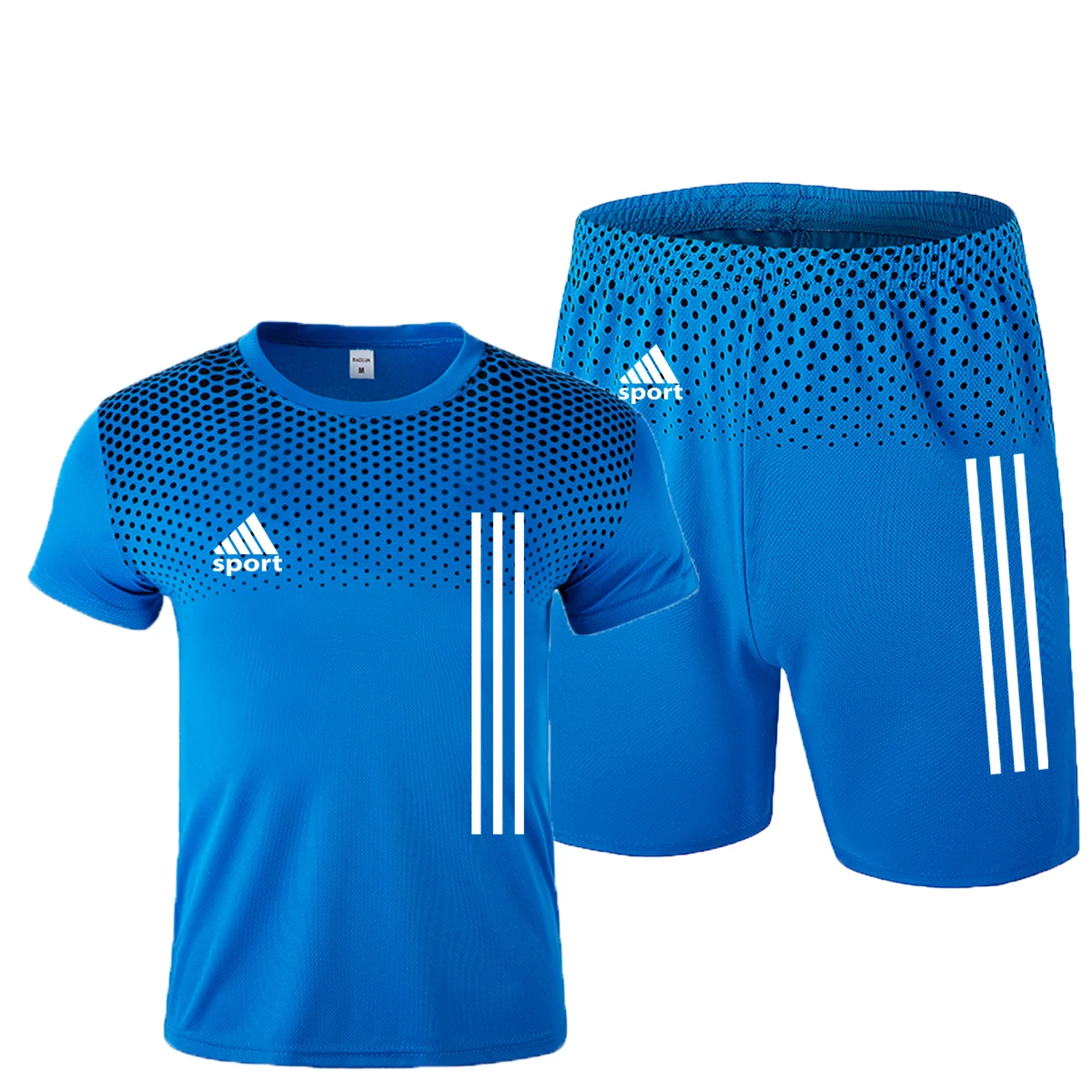 Ropa deportiva para hombre, trajes de verano para fitness, trajes deportivos, camiseta de manga corta, pantalones cortos, conjunto de 2 piezas de secado rápido