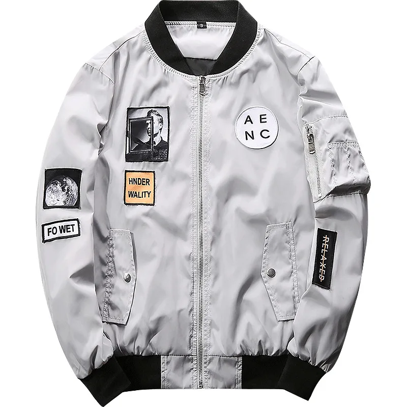 

Fashion Men Bomber Jacket Hip Hop Patch Designs Slim Fit Pilot Bomber Jacket Coat Men Jackets Plus Size 5XL
