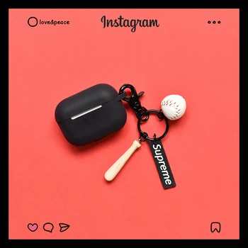 

3D Cartoon Cute Charlie Brown Dog Pilot Elf Ball Keychai Wireless Earphone silicone Cover for Apple AirPods pro 3 Headset case