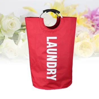 

Folding Fabric Laundry Basket Anti-wear Handled Laundry Hamper Handy Laundry Bin(Red)