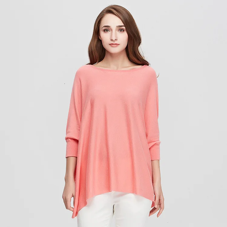 

New Autumn Solid Women Sweater Korean Style Loose Ladies Knitted Pullovers Slash Neck Bat Sleeve Female Jumper 2019 Jersey Mujer