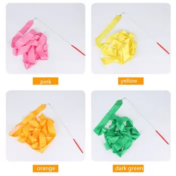 

4M Colorful Gym Dance Rhythmic Art Gymnastic Ribbons Ballet Streamer Twirling Rod Sticks For Training 1`