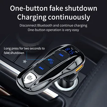 

Bluetooth 5.0 FM Transmitter Car Wireless Radio Adapter MP3 Player USB charger Support FM full frequency point transmission #BB
