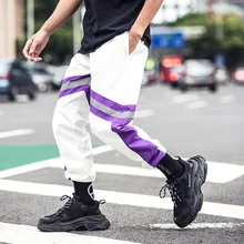 Спортивные брюки свободные мужские брюки для пробежек хип-хоп спортивная одежда с полосами спортивные штаны-шаровары мужские уличные брюки для мужчин