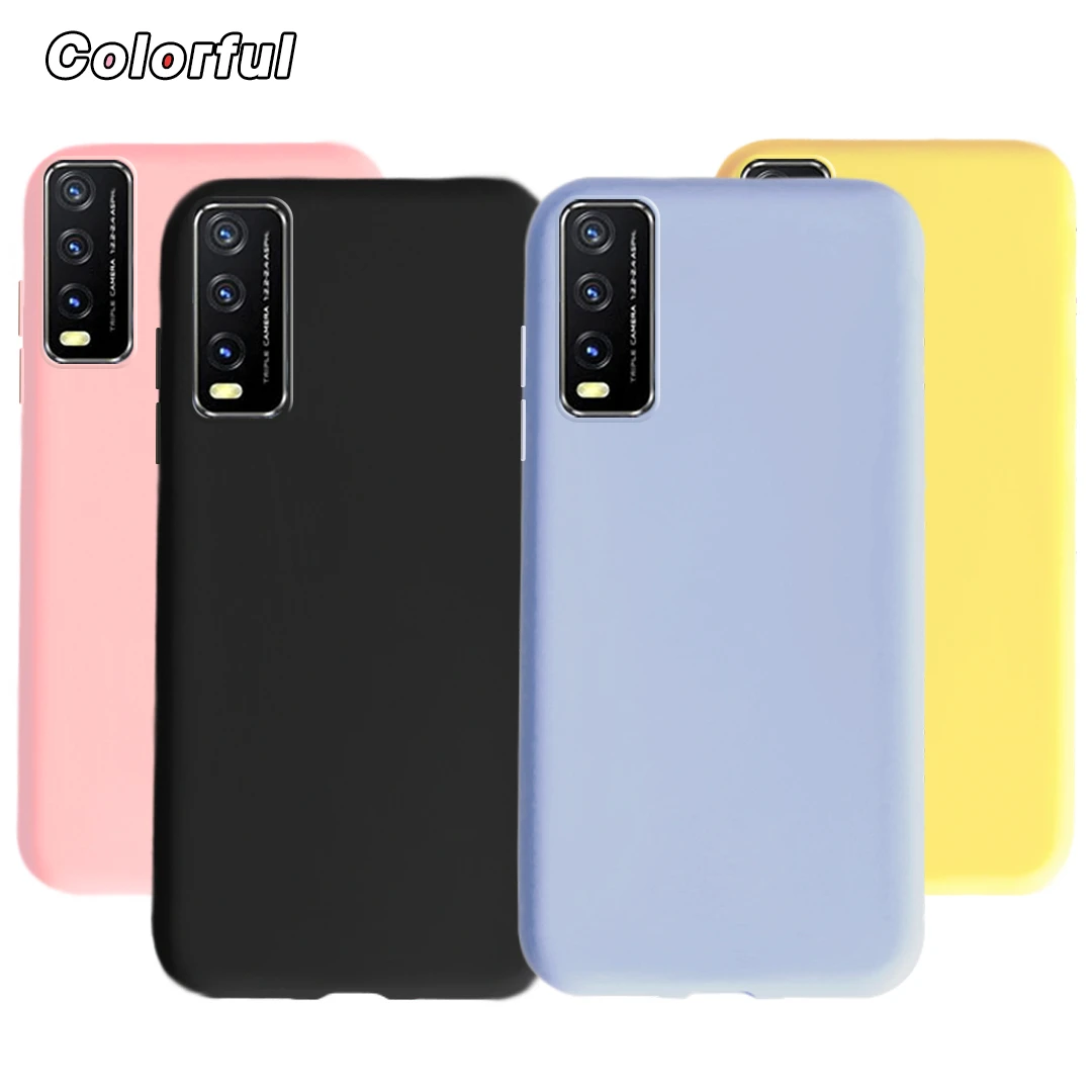 Candy Color Case For Vivo Y11S Y12S 2021 Y20 Y20i Y20A Ultra Thin Slim TPU Soft Silicone Cover For Vivo V2026 V2028 Phone Cases mobile phone pouch for ladies