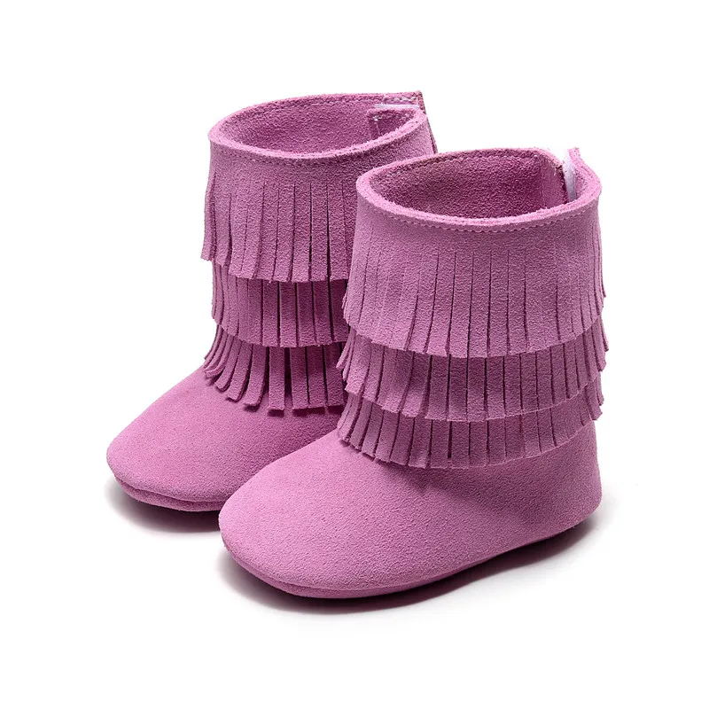 11 Цвета детские зимние ботинки с бахромой из натуральной кожи; замшевые высокие сапоги upper Boots мягкая подошва для новорожденных и малышей нескользящая обувь; сезон осень