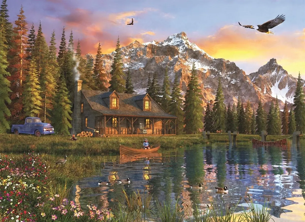 

At Jigsaw Puzzle 2000 Pcs Oldlook Cabin For Adult&Kids Toy Educational Entertaintment Landscape Fun Games