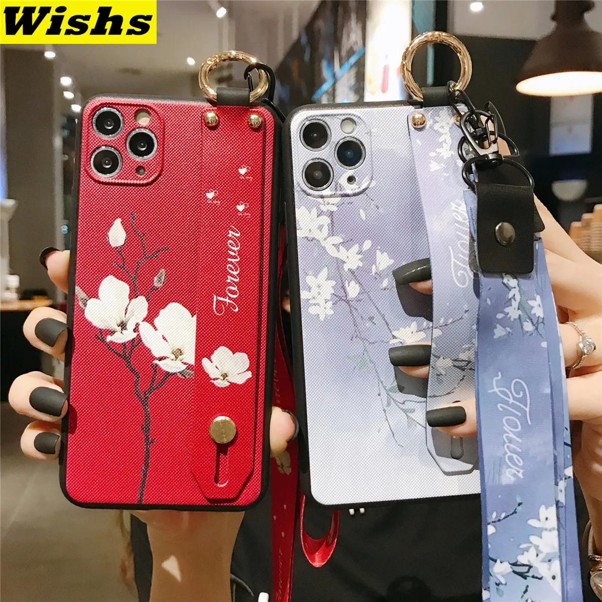 

Retro Flower Silicone Case For Huawei P40 P30 Mate 30 Mate 20 Pro Honor V30 30 Pro 30S 20 9A Nova 5i 6 7 Pro wrist strap Rope