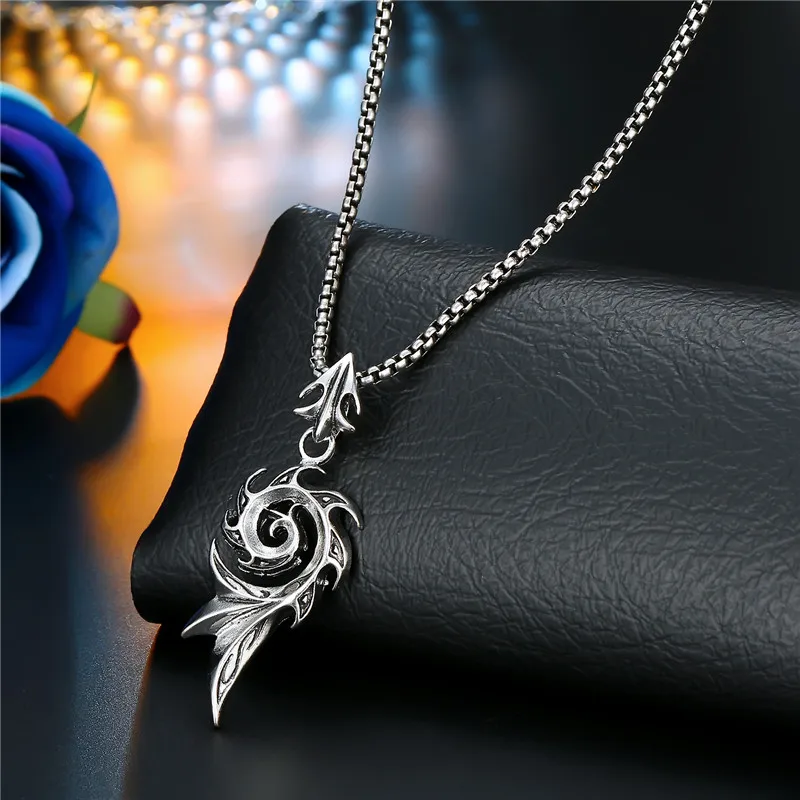 1PC Punk Vintage Metal Rose Cross Skeleton Necklace Personality Gothic Red Zircon Sword Pendant Necklace Women Men Jewelry N70