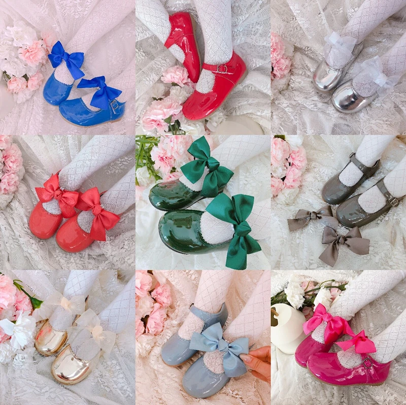 2020spring Customized Spanish Sweet Bow Princess Shoes Little Girl Shoes Mary Jane Shoes Girls Dress Shoes Toddler Dress Shoes
